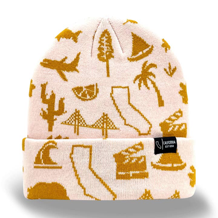 Gorro de Malha com Ícones do Estado da Califórnia para Viagens, Caminhadas, Aventura ao Ar Livre, Lembrança de Presente por atacado de Northern Icons Creations INC