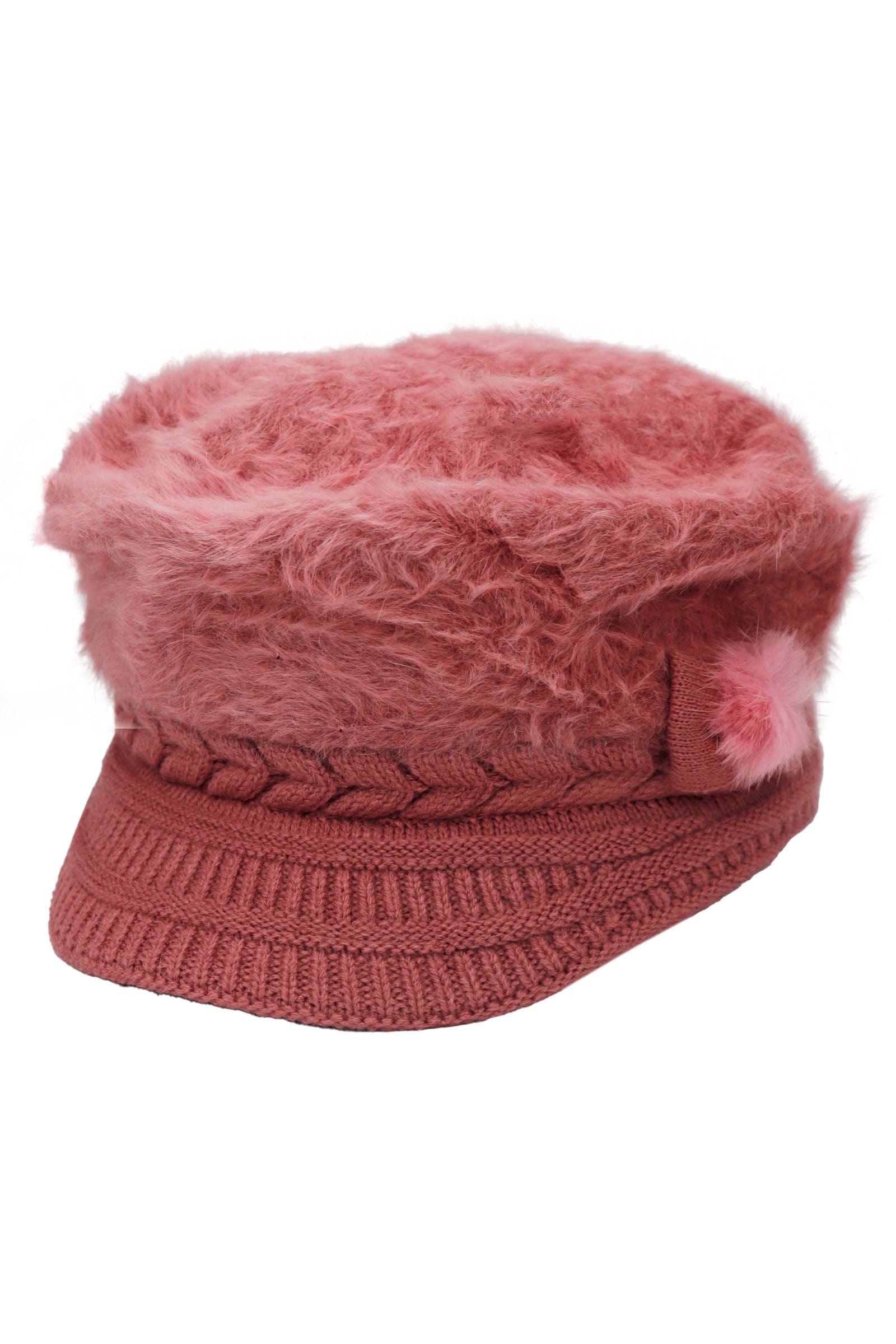 Cap Zone - Wholesale Newsboy/Schoolboy Hat - Women's - Vegan Angora Fur Chevron Knitted Fiddler Cap7