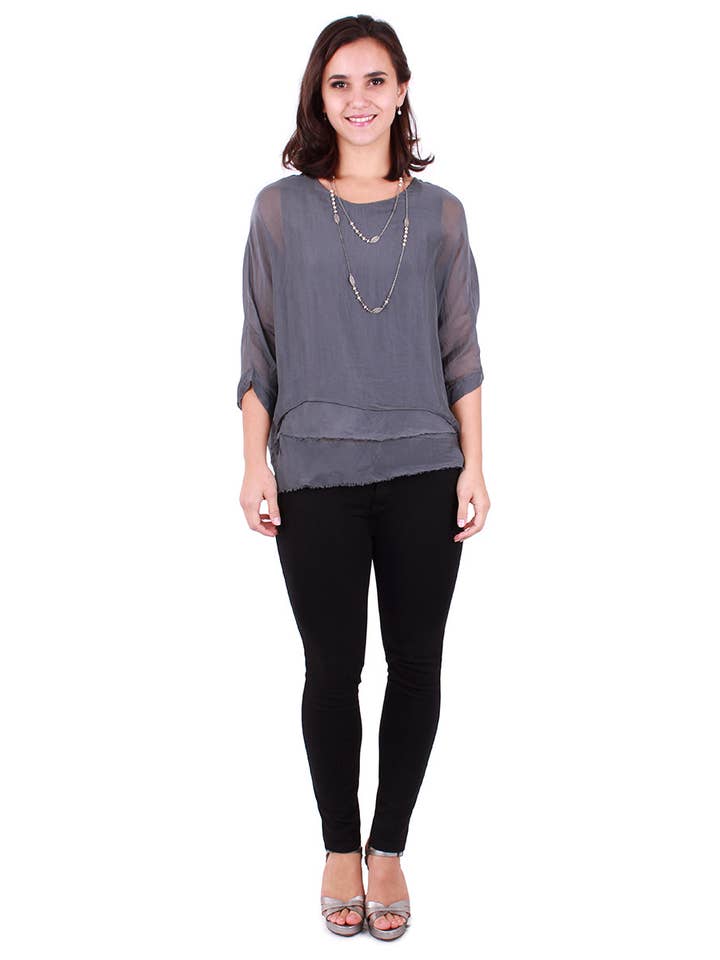 Gigi Moda - Wholesale Blouse - Women's - Kaftan Style Blouse with Frayed Edge38