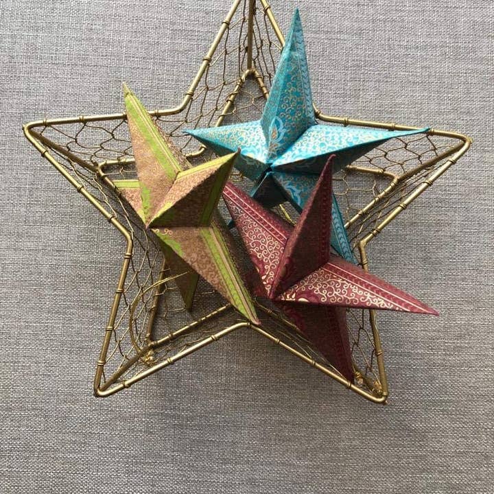 Star Ornaments - Set of 3 Handmade Paper Xmas Tree Ornaments for wholesale by Bombay Paper