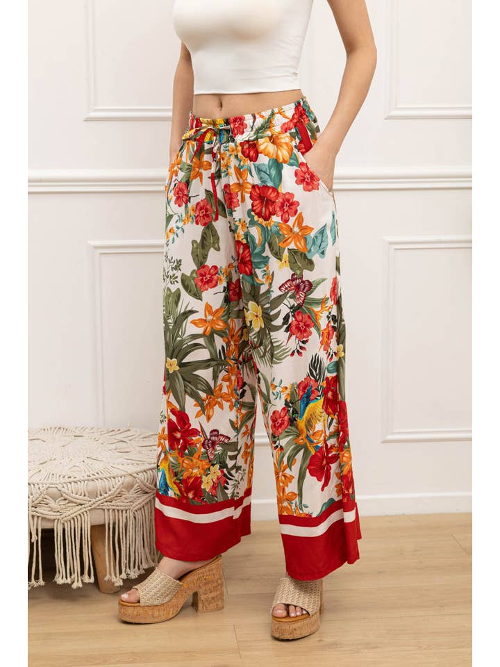 Happy look - Vente Pantalon – femme - Pantalon Large en Viscose Imprimée avec Taille Élastique3