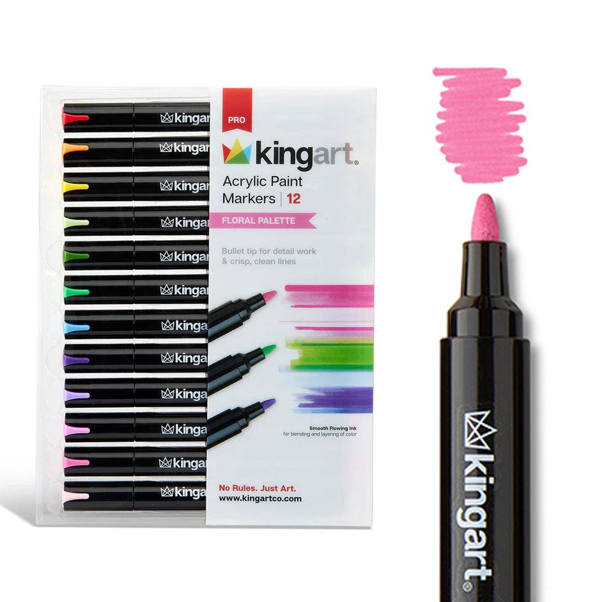 KINGART - Wholesale Marker - Acrylic Paint Markers - 12 Floral Colors0