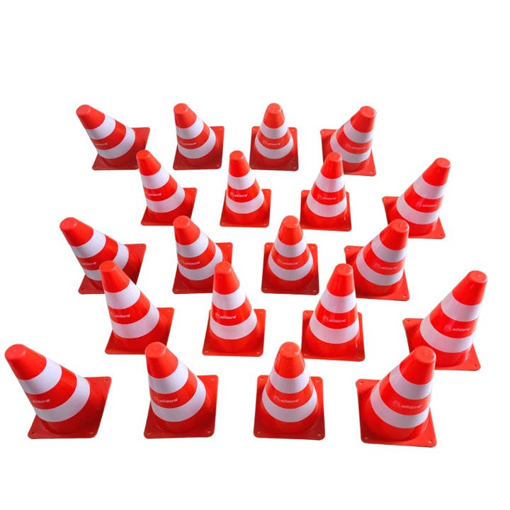 alldoro GmbH - Wholesale Toy Set - Kids - Set of 20 pylons, warning cones orange-white, each 17 x 13 x 13 cm