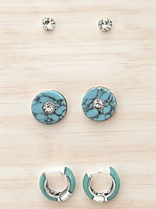 Ensemble de boucles d'oreilles mélange de pierres précieuses occidentales pour la vente par Andrea Bijoux