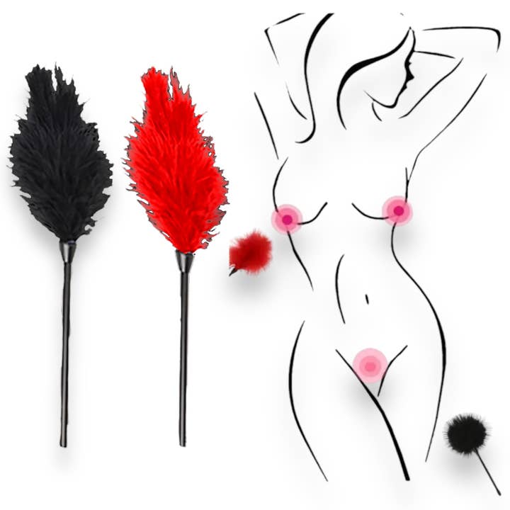 Kinky Pleasure - Venta al por mayor Juguetes eróticos - Power Escorts - BR198 Rojo - Pluma de Lujo para Cosquillas - BDSM - Caja de Color
