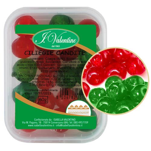 Red/green candied cherries for wholesale by Isabella Valentino