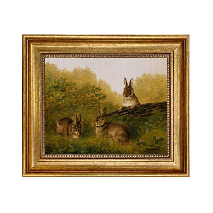 Madison Bay Co. - Historical Home Decor Reproductions - Wholesale Art Print - Bunnies in the Field by Tait Painting Print on Canvas
