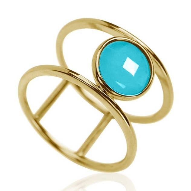 Mineral ring - 14 - gold plated silver - turquoise for wholesale by Buganto