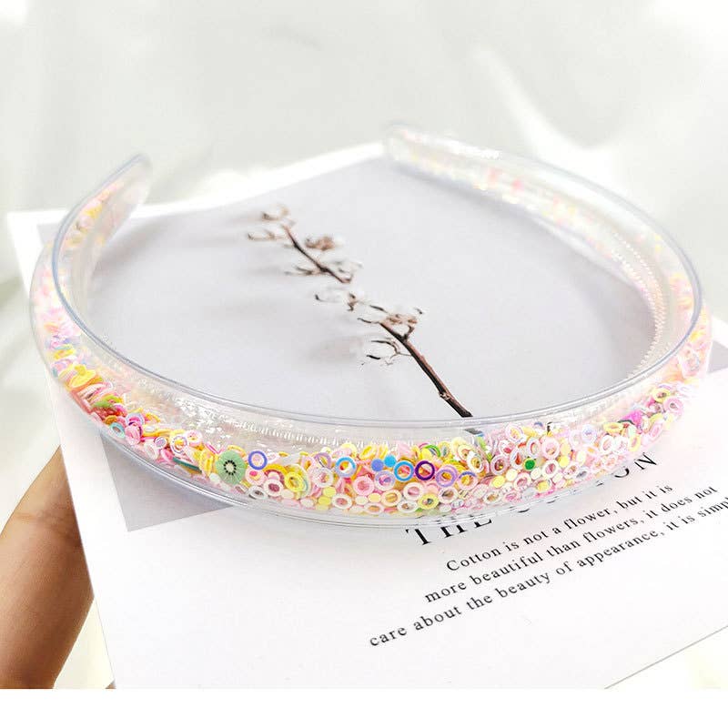 Little Trendy - Wholesale Hair Accessories Set - Kids - Girls cute Transparent Quicksand Sequin Teeth Hairband Hoops0