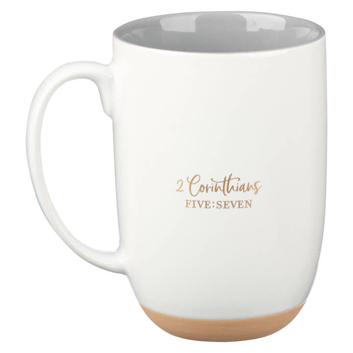 Christian Art Gifts - Wholesale Coffee Mug - Mug White/Gray Walk by Faith 2 Cor. 5:7