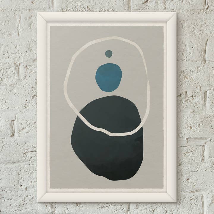 Pebbles 03 Scandi Nordic Style minimalistische kunstprint poster voor wholesale door Left Hand Prints