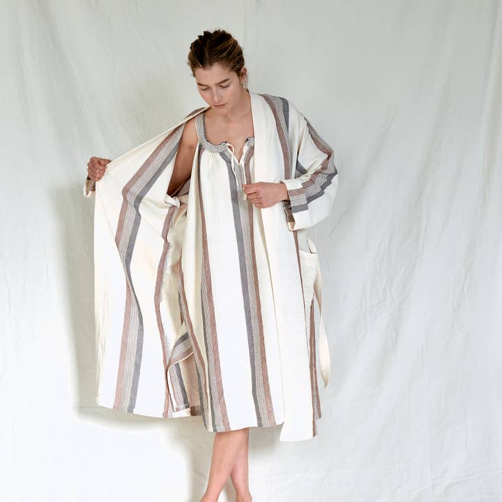 HOME & LOFT – wholesale Morgonrock - Dam – Brun Cream Nomad Lång Badrock