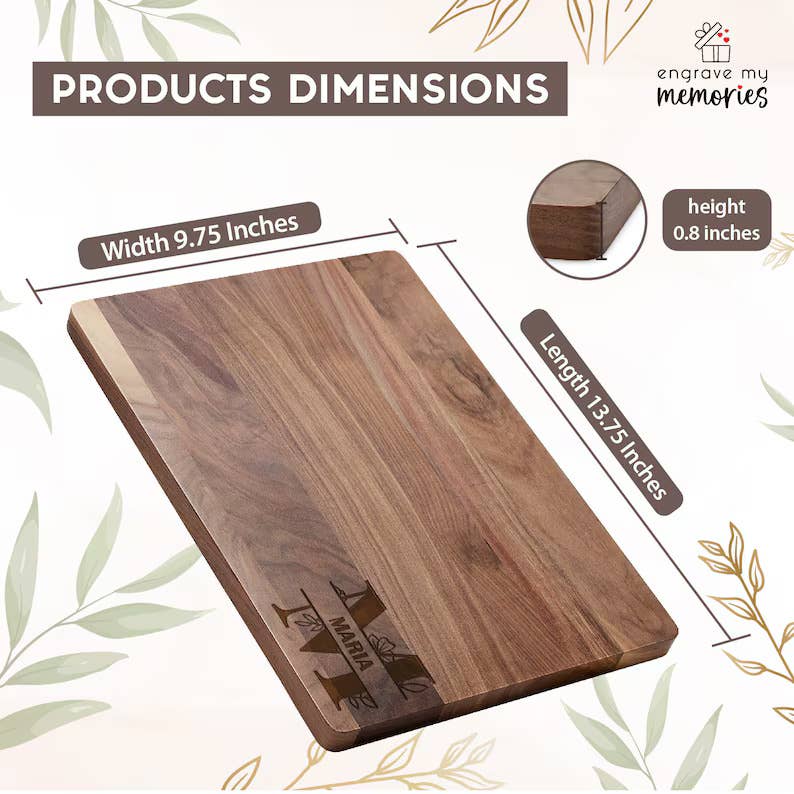 Engrave My Memories - Wholesale Snijplank - Aangepaste snijplank met bloemenmonogram, huwelijkscadeau voor koppels5