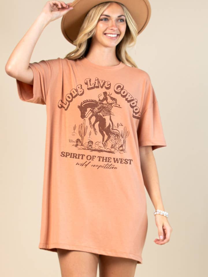 Av1202-5664-Western Long Live Letting T-Shirt-Minikleid für den Großhandel von Nylon Apparel