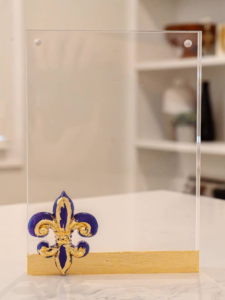 SMALL Purple & Gold Acrylic frame for wholesale by Creole Pearl Designs