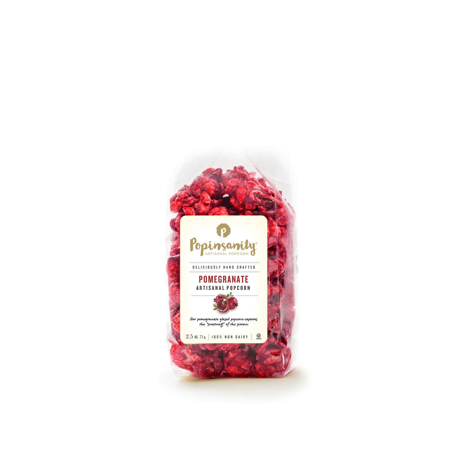Popinsanity Popcorn & Confections - Wholesale Popcorn - Pomegranate Flavored Gourmet Vegan Popcorn - Small Snack Bag
