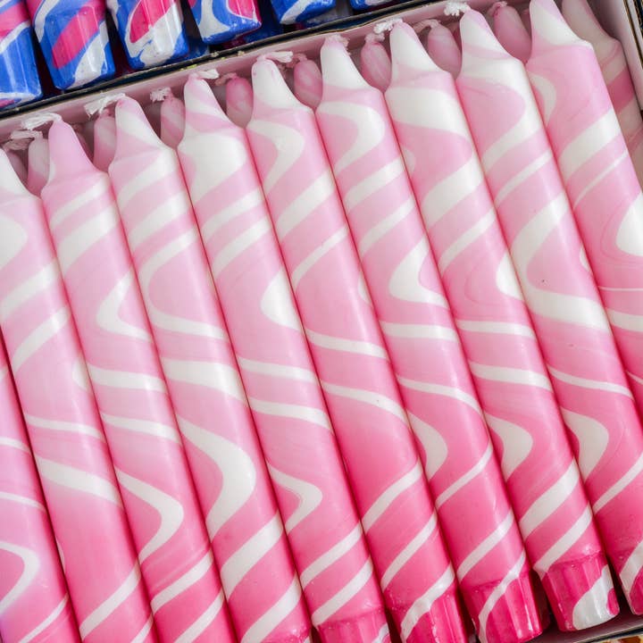 Nordtrice - Wholesale Tapered Candle/Candlestick - Summer Marble Candles - Pink3