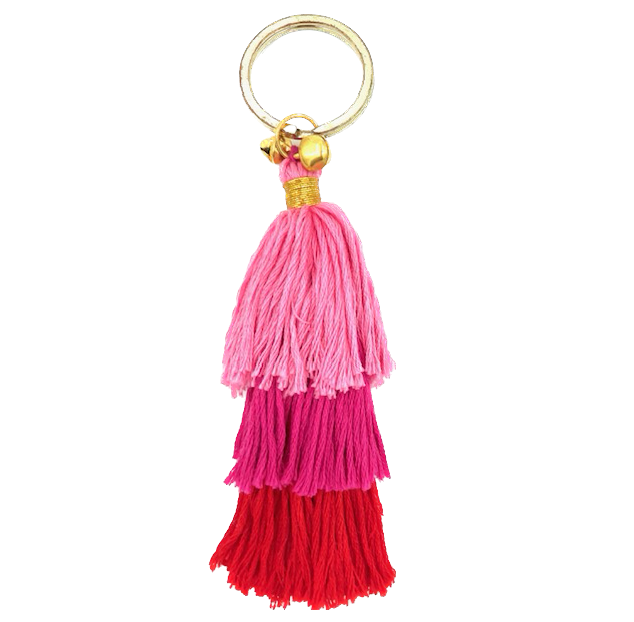 Luna-Leena  - handmade in Nepal – wholesale Keychain – Women's – sleutelhanger kwast rood - tasbedel - biologisch handgemaakt0