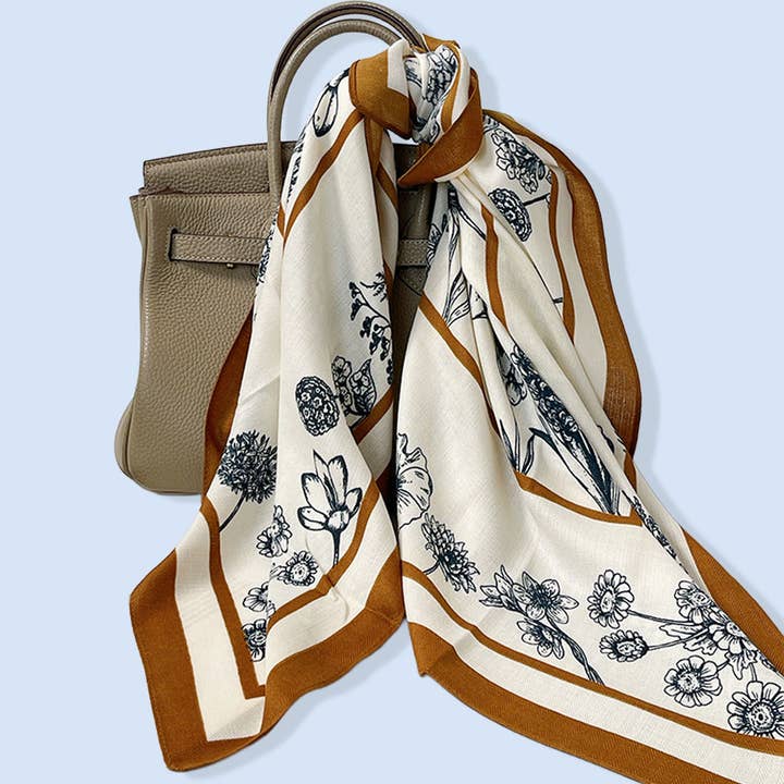 ACCITY - Wholesale Scarf - Women's - Floral Square Scarf – Elegant Wrap_CWASC0901