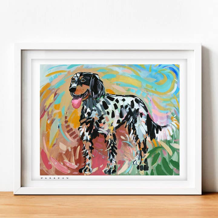 English Setter Swirl by Brandon Thomas | Archival-Quality Giclee Art Print and other Purchase Wholesale decoración para eventos. Free Returns & Net 60 Terms on Faire trending on Faire.