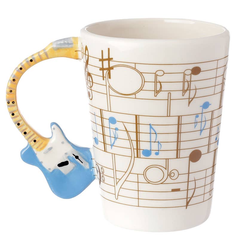Puckator EU - Wholesale Coffee Mug - Guitar with Sheet Music Decal Ceramic Shaped Handle Mug4