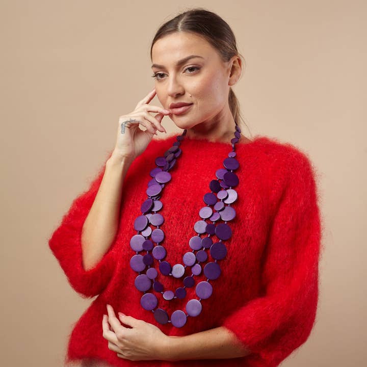 Viola Collana legno lunga Gemma in vendita all'ingrosso su Faire