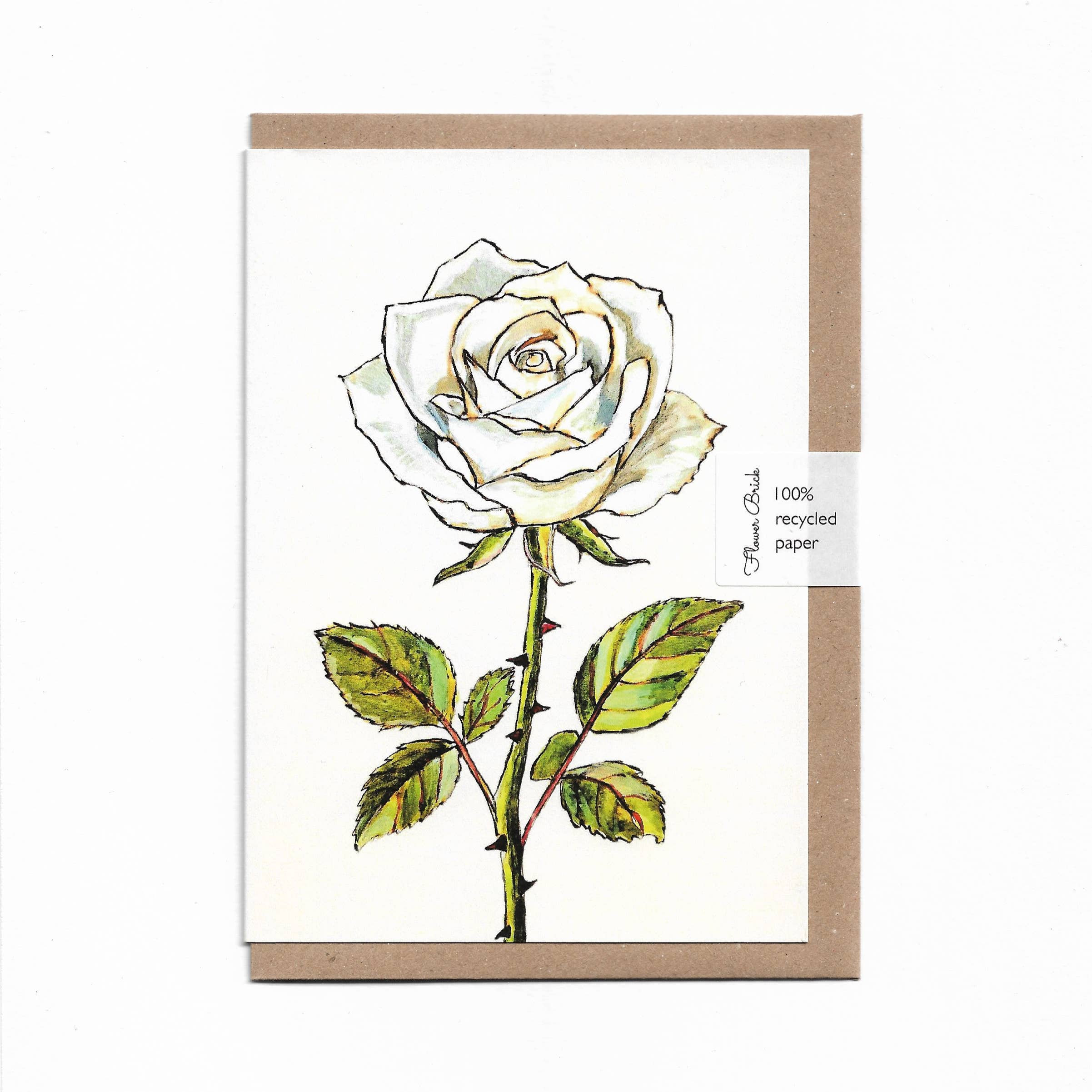 Flower Brick - Wholesale Everyday Greeting Card - A6 100% Recycled "White Rose" Greeting Card
