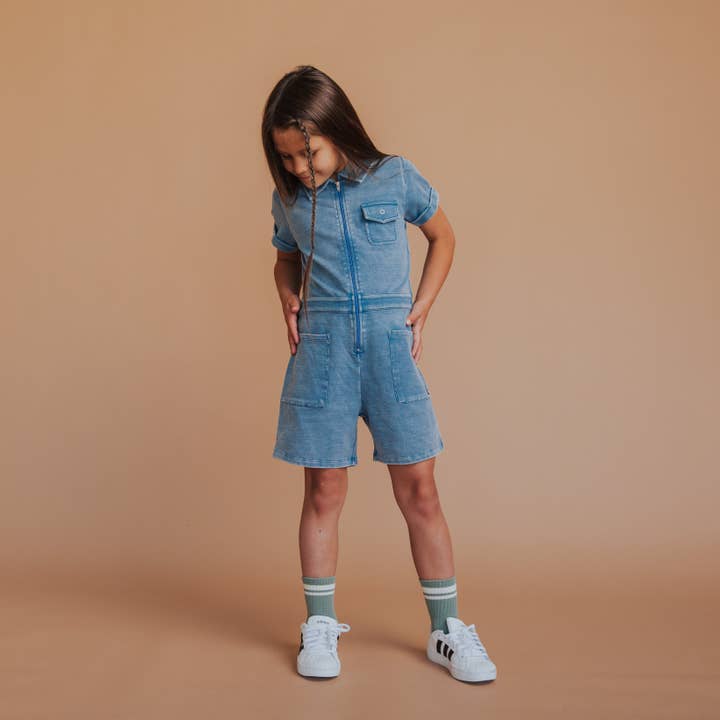 Calções de Calção - Denim Lavado Indigo por atacado de RAGS