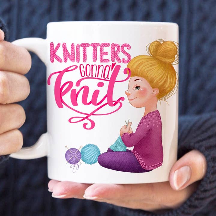Knitters Gonna Knit Coffee Mug for wholesale by Foxy Mug