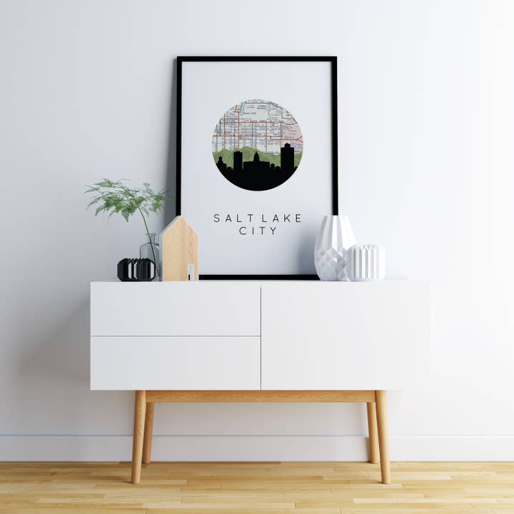 Utah City Skyline Art Print for wholesale by Paperfinch Design