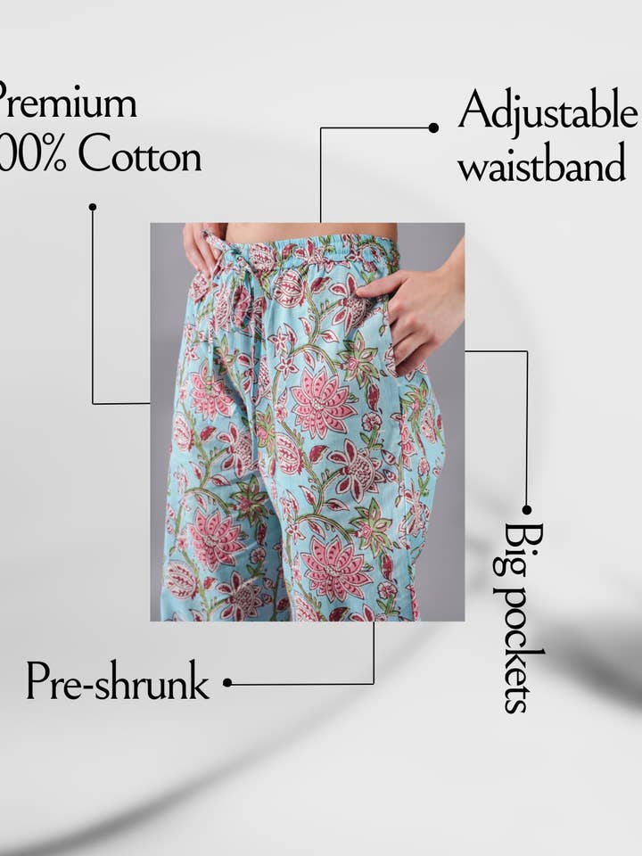 Zillajee - Wholesale Sleepwear Bottom - Women's - Cotton Pajama Pants Women - Blushing Blooms5