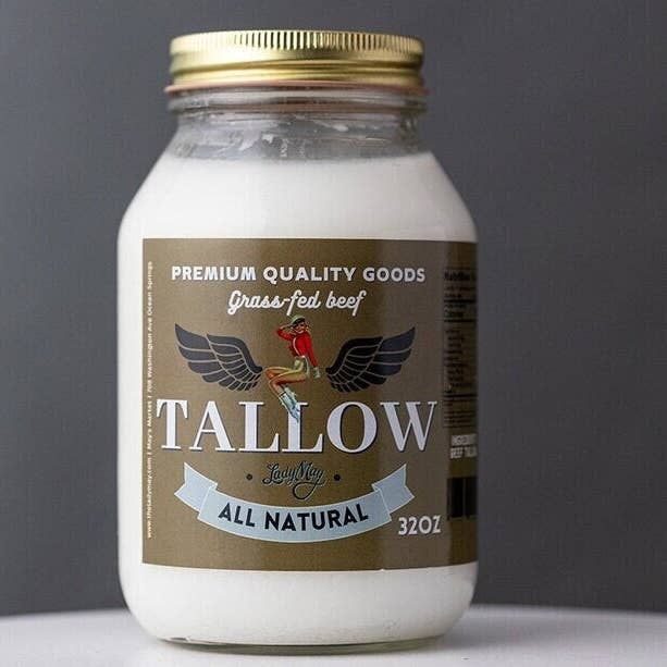 Lady May Tallow - Wholesale Cooking oil - Unscented Grass Fed Beef Tallow - 2 Pounds