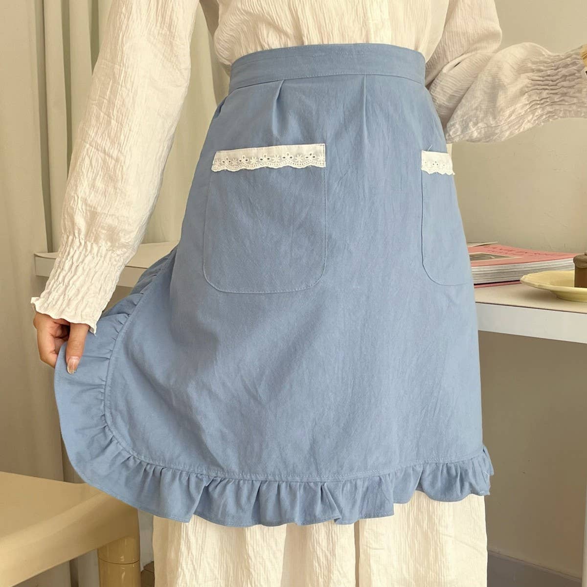 ACCITY - Wholesale Apron - WATERPROOF HALF-LENGTH COTTON LACE APRON_CWMM58264