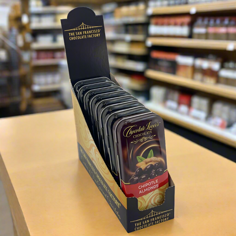 The San Francisco Chocolate Factory - Wholesale Chocolate Covered Sweets - Caramel Tin - Chipotle Almonds in Dark Chocolate3