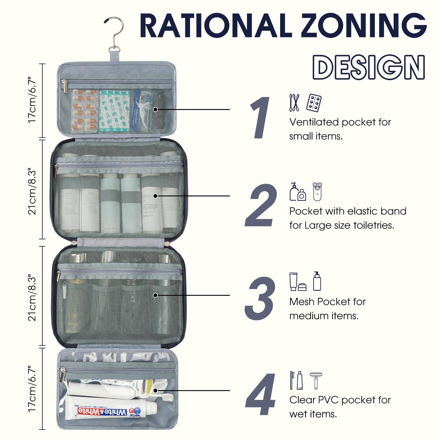 wandf – Großhandel Kosmetiktasche – Unisex – Kosmetiktasche Dopp Kit Rasierbeutel mit 4 Fächern, Unisex30