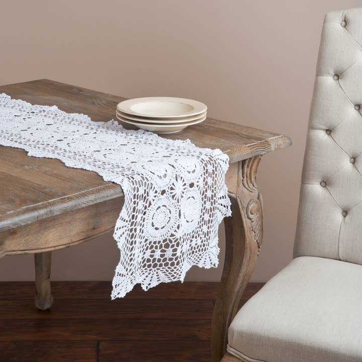 Saro Lifestyle - Wholesale Table runner - Crochet Runners3