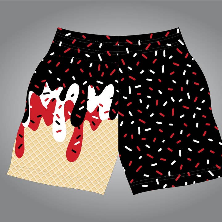 Sort, hvid, rød isdråbe-shorts for engroshandel hos Parish Culture