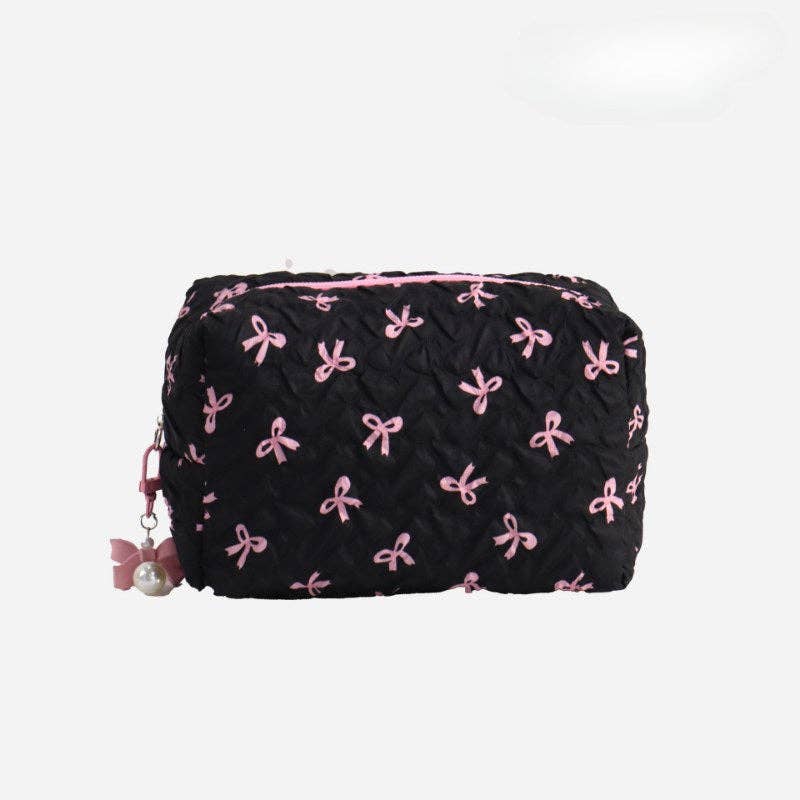 Dipped Shop - Wholesale Makeup/Cosmetic Bag - Bow Print Large Capacity Sweet Make Up Bag DPB25061