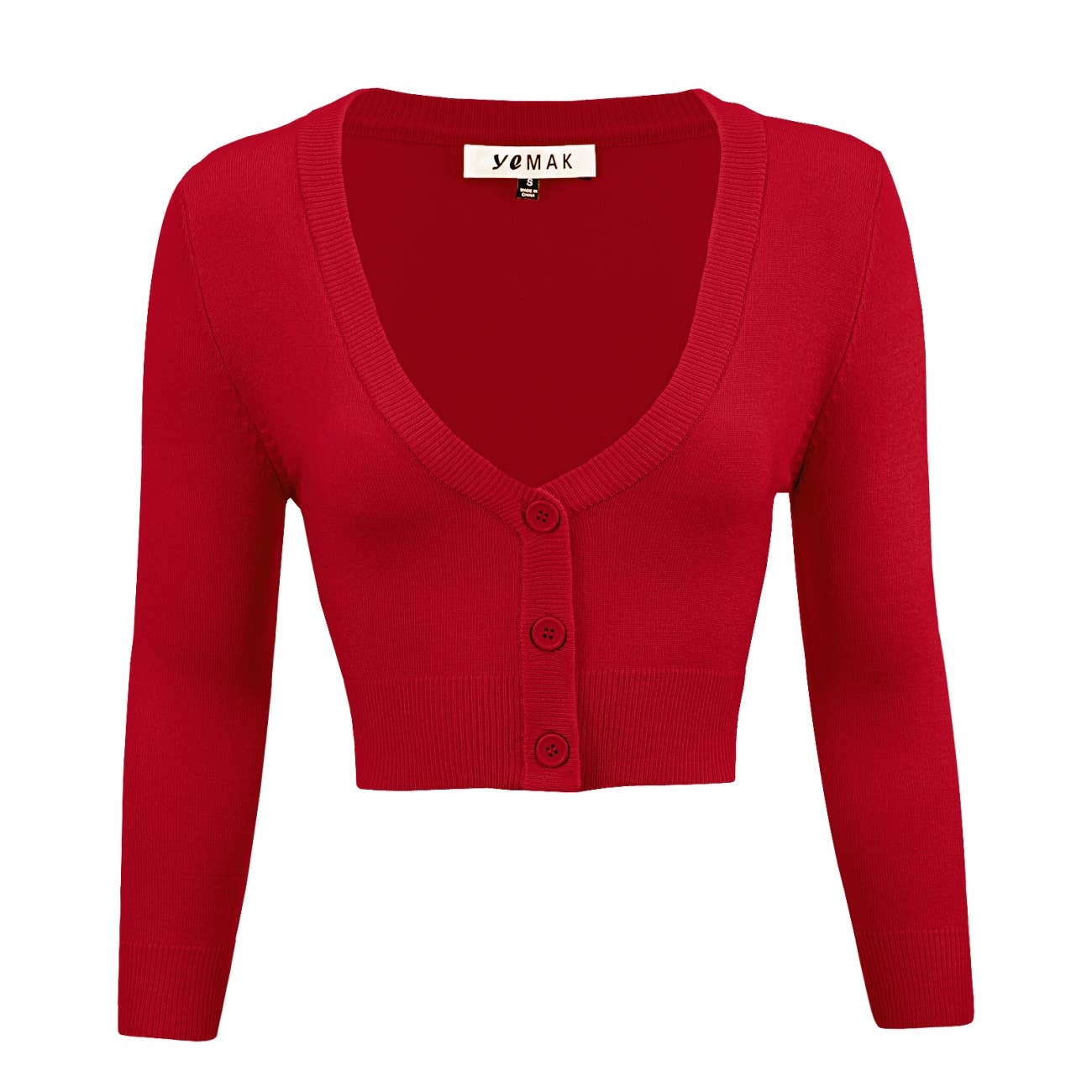 Mak - Wholesale Cardigan - Women's - Cropped Bolero 3/4 Sleeve V-Neck PLUS size Cardigan CO129PL87