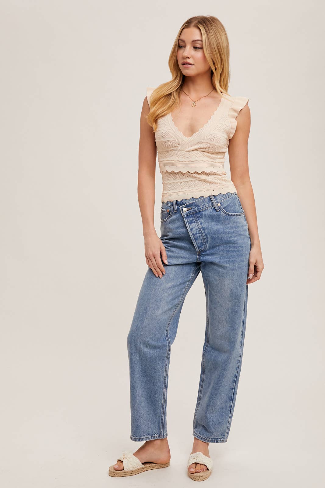 Bluivy - Wholesale Jeans - Women's - DENIM ASYMMETRICAL WAIST STRAIGHT LEG JEANS2