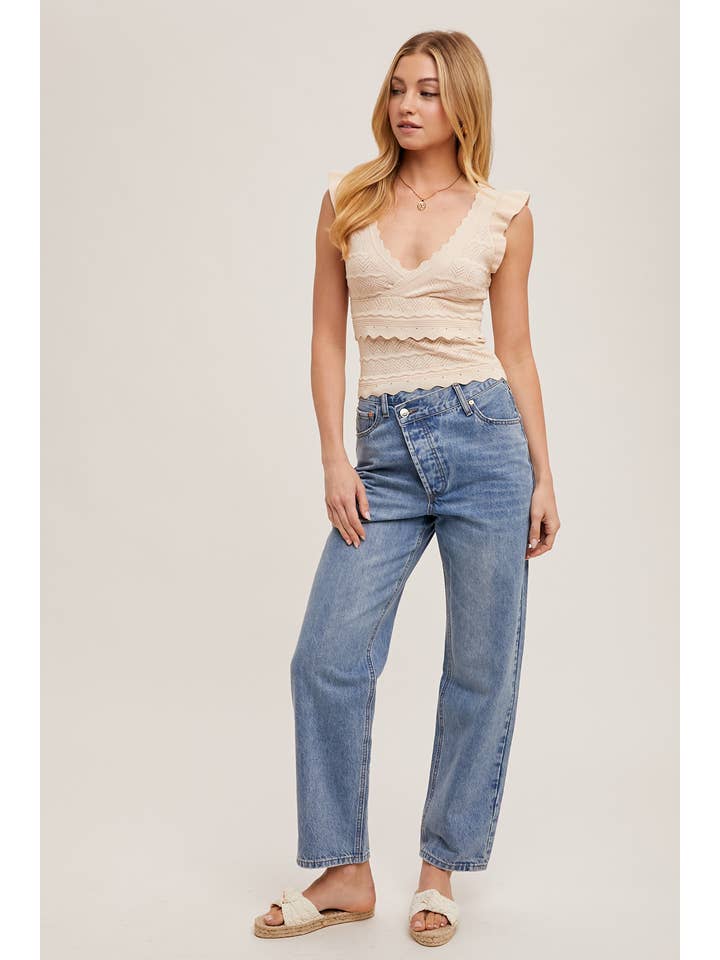 Bluivy - Wholesale Jeans - Women's - DENIM ASYMMETRICAL WAIST STRAIGHT LEG JEANS2