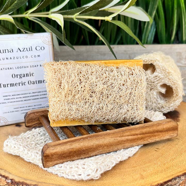 Luna Azul Co - Wholesale Bar Soap - Turmeric Oatmeal Loofah Soap Bar4