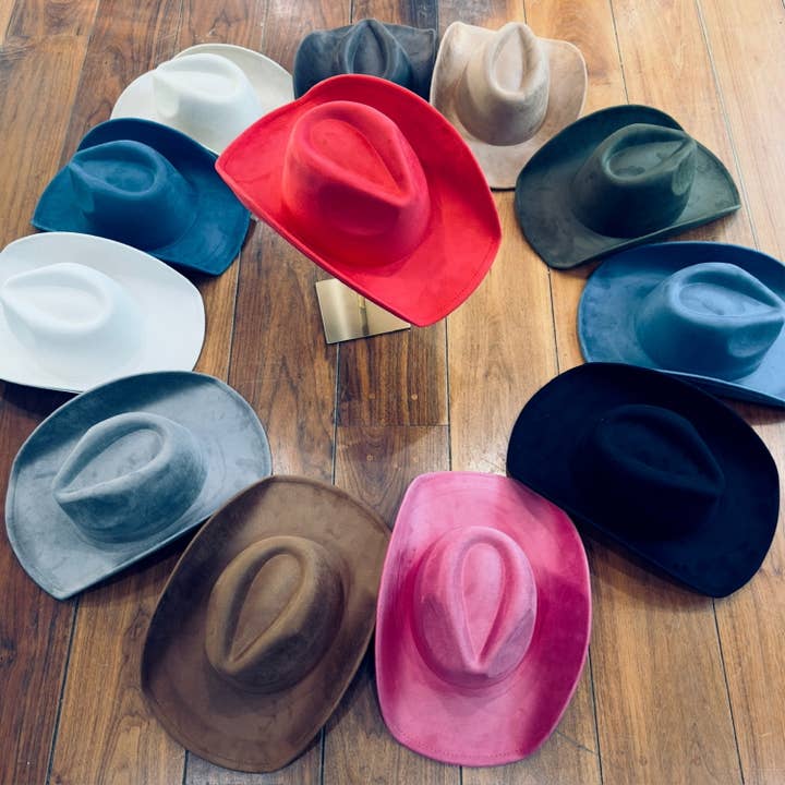 Queens INC - Wholesale Cowboy Hat - Women's - VEGAN SUEDE COWBOY HAT