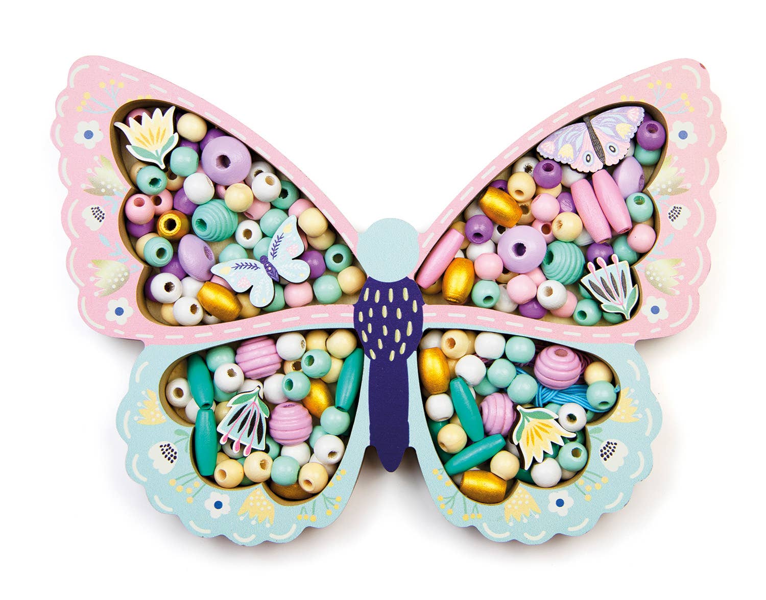 BTL Diffusion UK LTD – wholesale Art set – Child & baby – Sycomore LES PERLES BUTTERFLY WOODEN BEADS4
