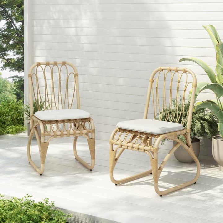 Outdoor PE Wicker Dining Chairs with Cushion, Set of 2 for wholesale by 39F Inc.