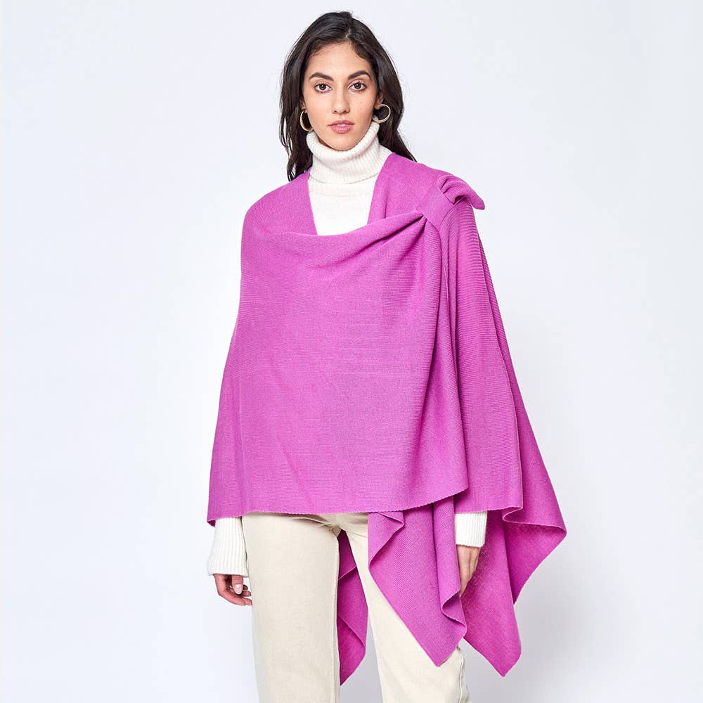 Sensibling Corp. – wholesale Poncho – Women's – Shoulder Strap Solid Ruana Poncho16