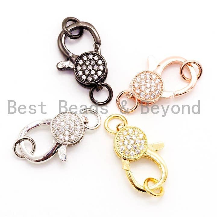 CZ Micro Pave Lobster Claw Clasp/Link Connector, SKU#H36 for wholesale by BestBeads&Beyond
