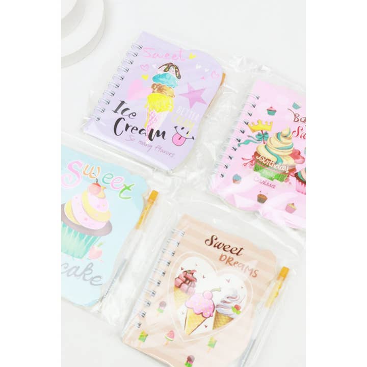 MIX COLOR Ice Cream and Cup Cake NoteBook with Pen Set for wholesale on Faire