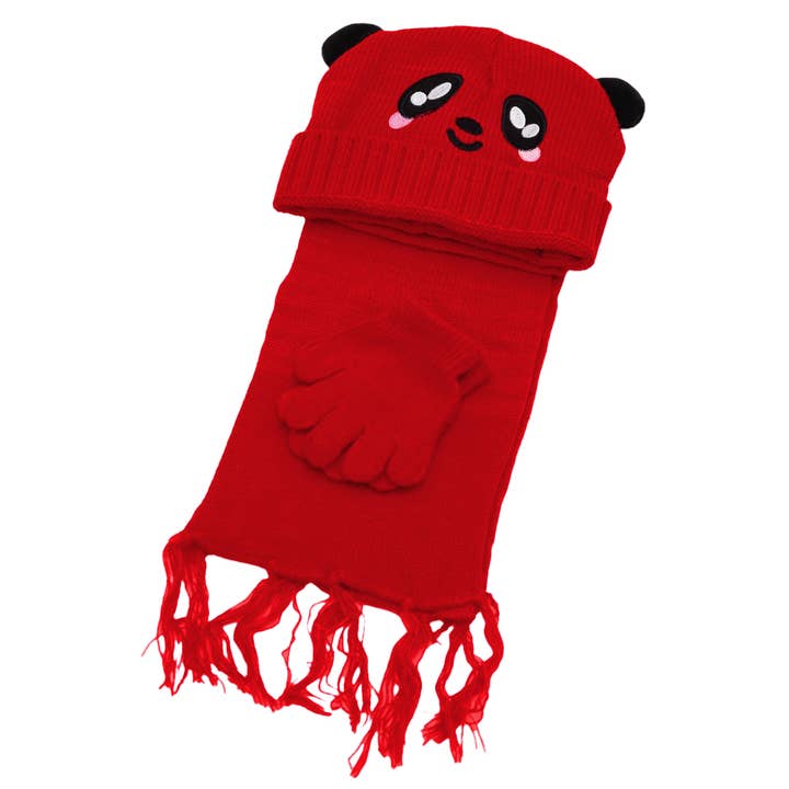 Cap Zone - Wholesale Winter accessory set – kids - Kids 3 Pcs Panda Beanie, Wrap Scarf, and Gloves8