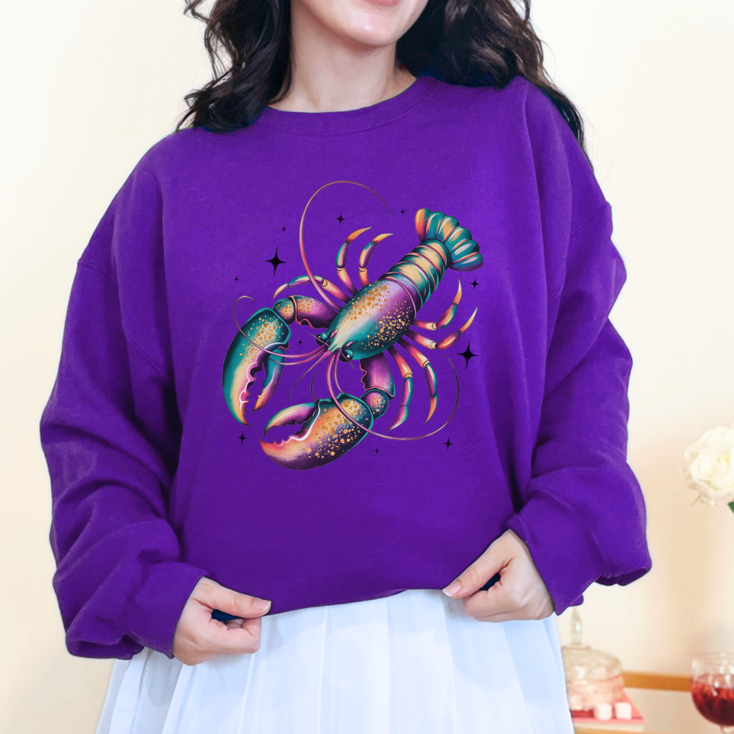 ATTA TOOD Wholesale - Wholesale Graphic Sweatshirt - Women's - Mardi Gras crawfish women's graphic sweatshirt, Holiday crew2